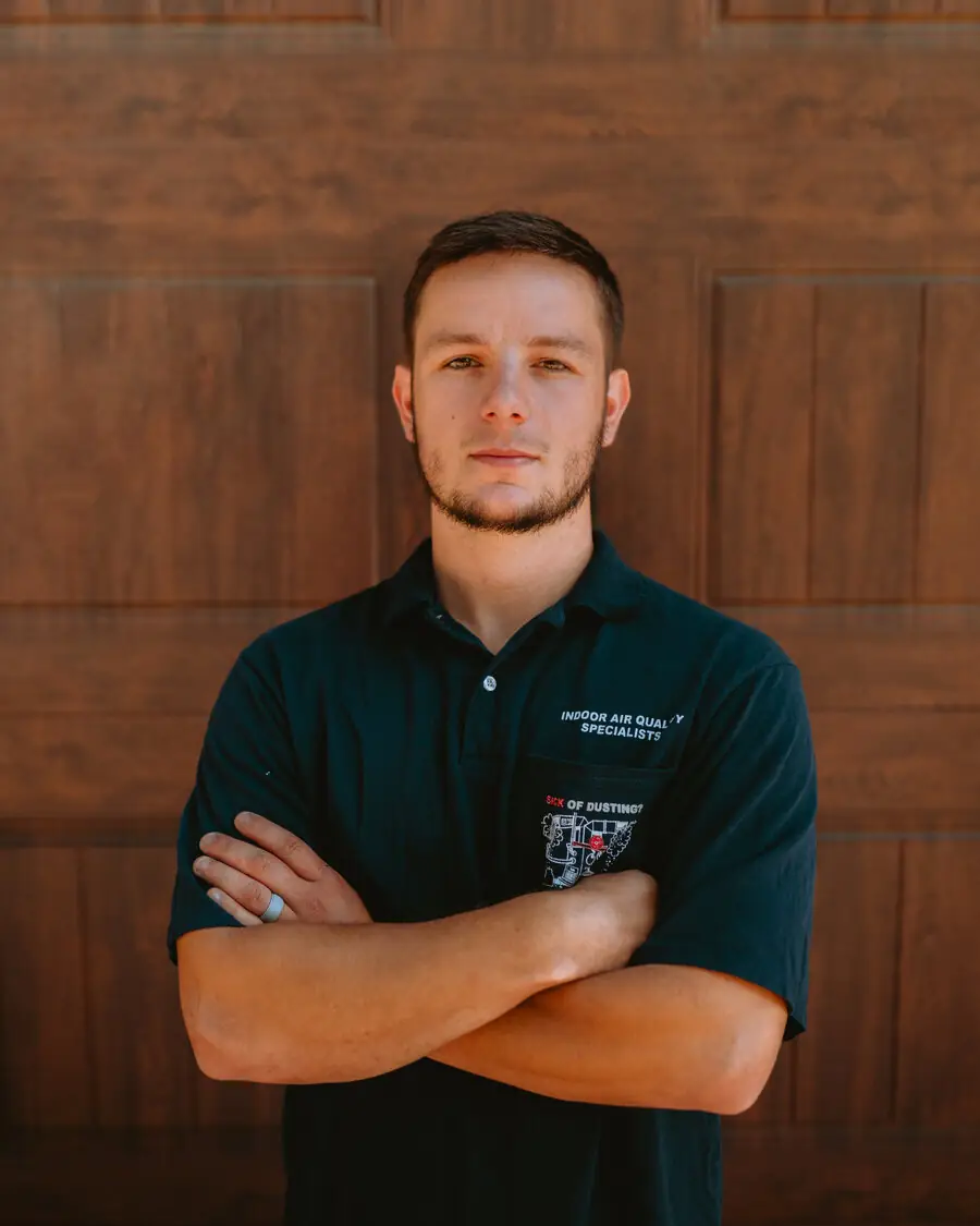A uniformed, NADCA-certified SafeAir Duct Care technician